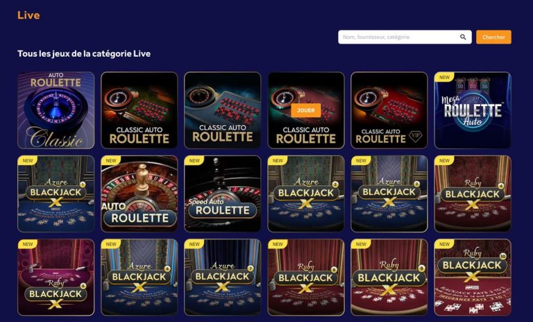 Wellington Casino jeux live